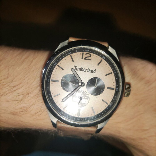 Timberland TBL15940JS men's watch used with brown leather strap