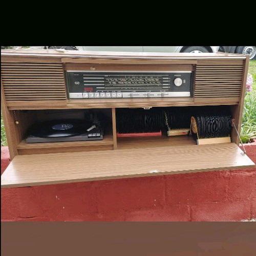 Grundig antique audio system with 30 records