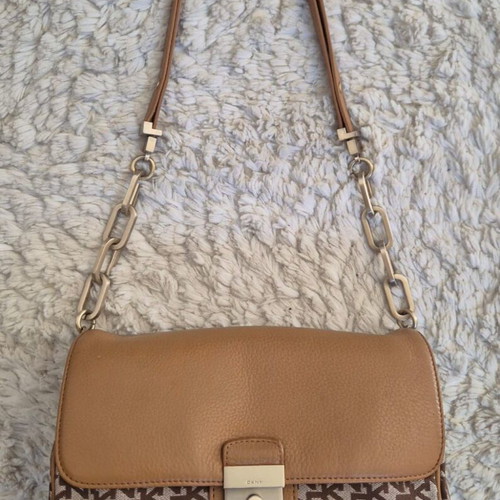 DKNY Signature Logo shoulder bag used, brown and beige