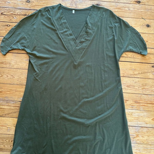Women's Khaki Tunic Blouse with V Neck XL New