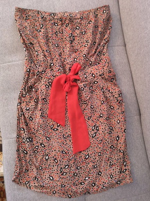 Strapless dress used, medium, orange, airy summer style