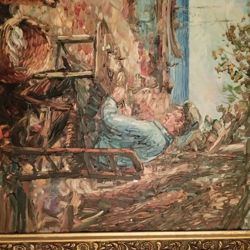 Zenetzis painting with frame authentic artwork