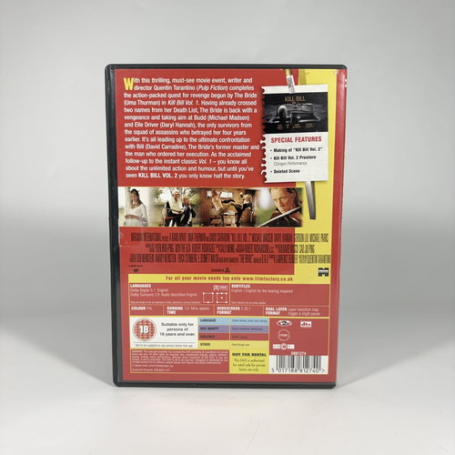 Kill Bill Volume 2 DVD like new with English subtitles