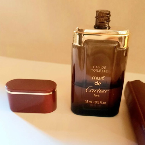 Must de Cartier vintage eau de toilette used with leather case