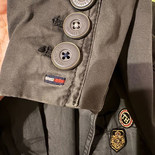 Tommy Hilfiger gray jacket like new with removable badges