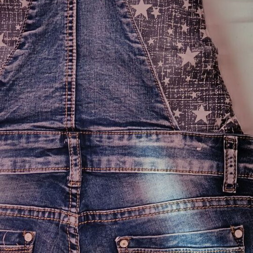 Denim salopette M with star pattern and adjustable straps