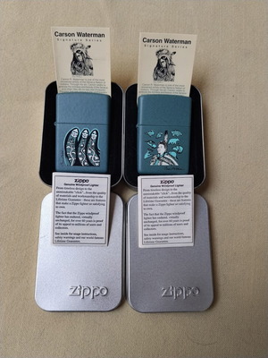 Zippo Carson Waterman Signature Series lighter set 2 pieces, like new