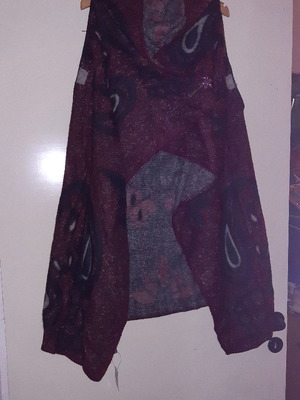 Boho style poncho cape new, burgundy color