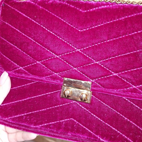 Velvet shoulder bag new, fuchsia color