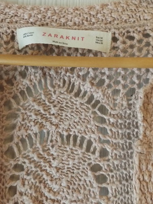 Vintage Zara knitted cardigan used, soft pink, size M