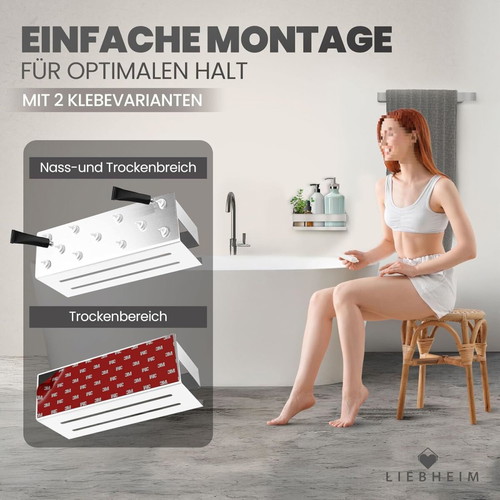 Liebesheim self-adhesive shower shelf 22 x 9 cm, matte silver