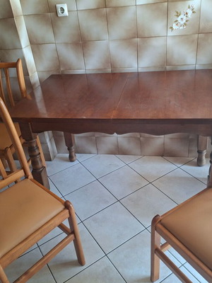 Wooden kitchen dining table and 4 chairs, extendable