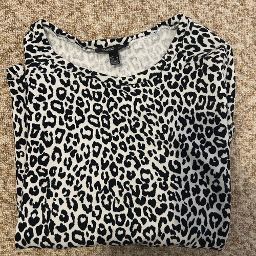 Mango leopard blouse used, size L, black and white