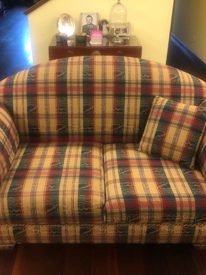 Checked two-seater sofa used with brocade fabric Interni