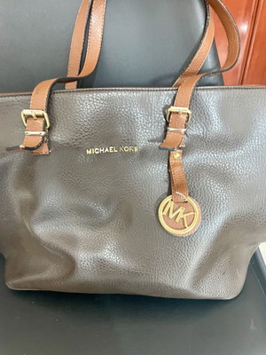 Michael Kors Leather Tote Bag like new, brown with gold details