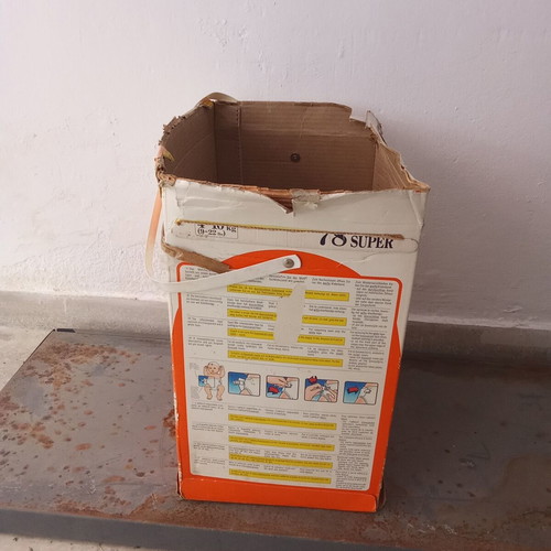 Collectible Pampers box used, red PASOK Koskotas 1980