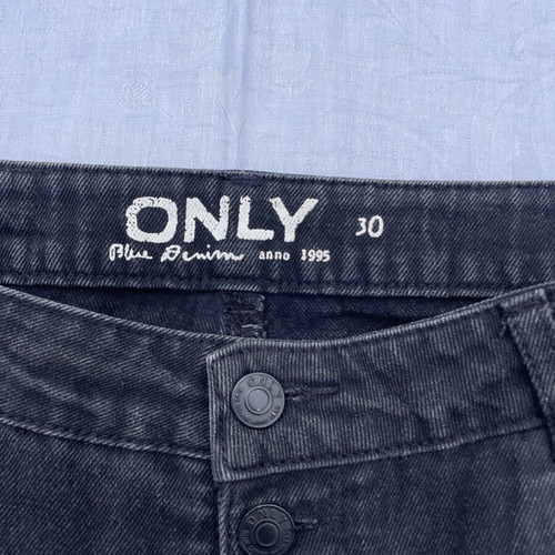 Only black denim shorts with rips like new, size 30