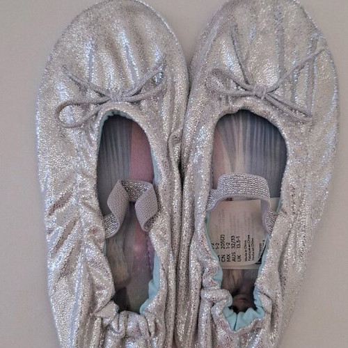 H&M silver ballet flats like new with soft sole