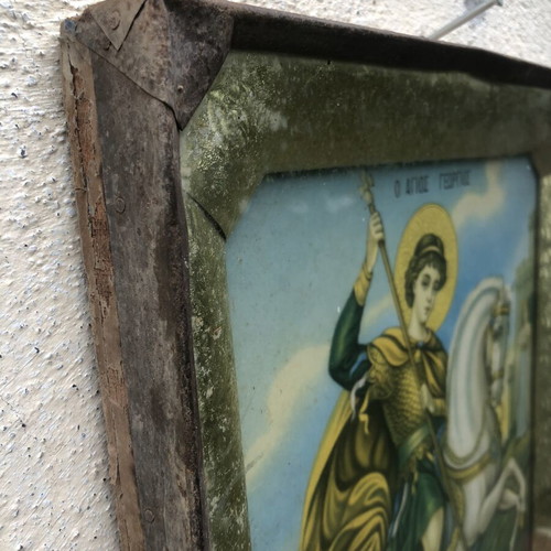Χρωμολιθογραφία Αγίου Γεωργίου 48x38εκ θρησκευτική εικόνα