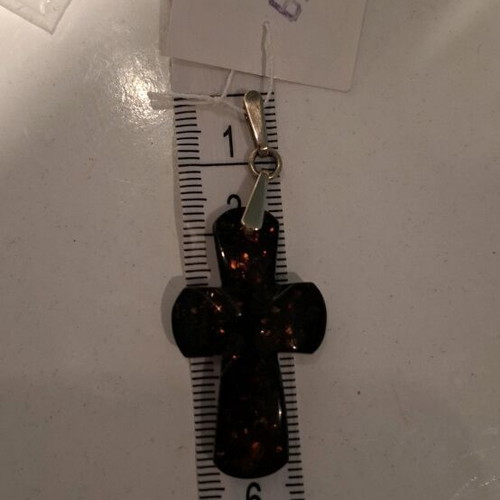 Cross made of natural black Baltic amber new