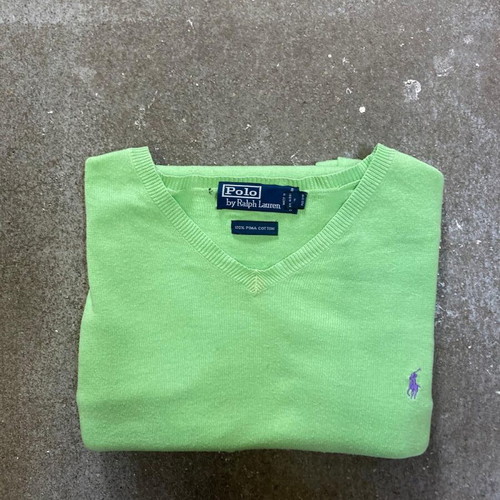 Ralph Lauren V-neck sweater L light green purple pony