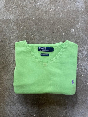 Ralph Lauren V-neck sweater L light green purple pony