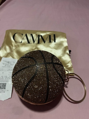 Clutch basketball ball new, gold hand bag