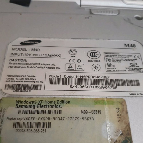 Samsung M40 laptop used for spare parts
