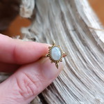 Brass ring with moonstone adjustable size, new