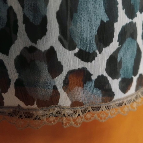 Blue leopard midi skirt like new with muslin and lace