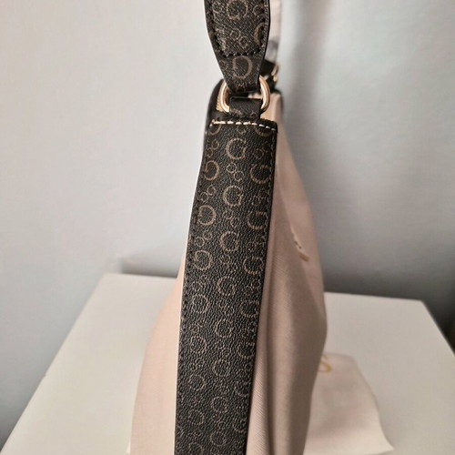 Guess Emerie Hobo shoulder bag new, beige multi with pouch