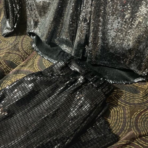 Shirt and pants set new, sparkling evening black and gray