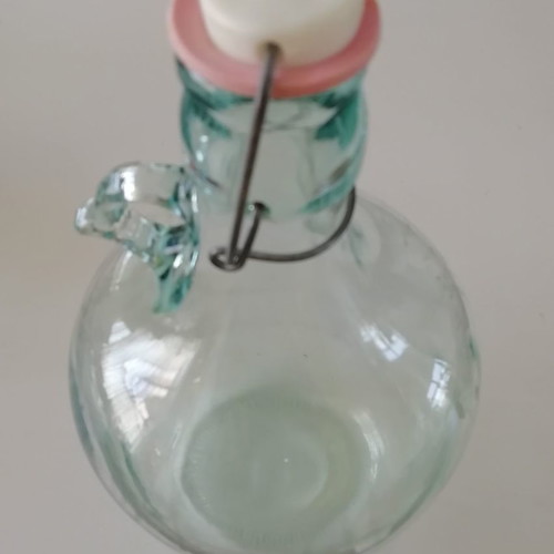 Glass damigiana used 5 liters with plastic basket