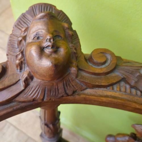 Carved antique sofa used with velvet fabric 19th century