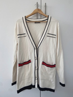 Ζακέτα Zara μακριά πλεκτή με ρίγες και κουμπιά πέρλες σαν καινούργια, μέγεθος M