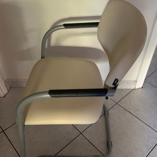 SATO collaboration chairs Club model new, leather, beige, pack of 6