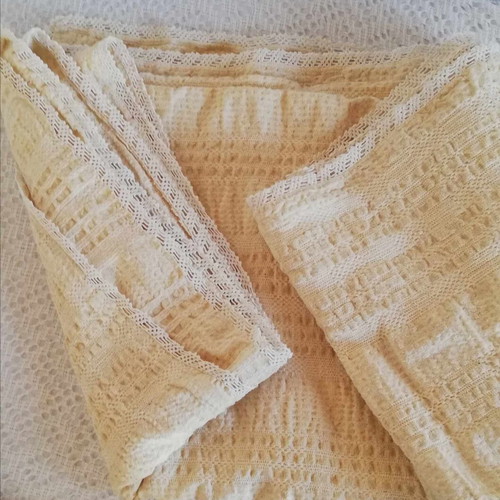 Woven blanket throw like new, wool and cotton 200x190 cm