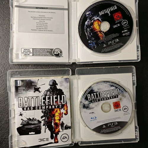 Battlefield 2 and 3 PS3 games used, PAL, no manual, pack