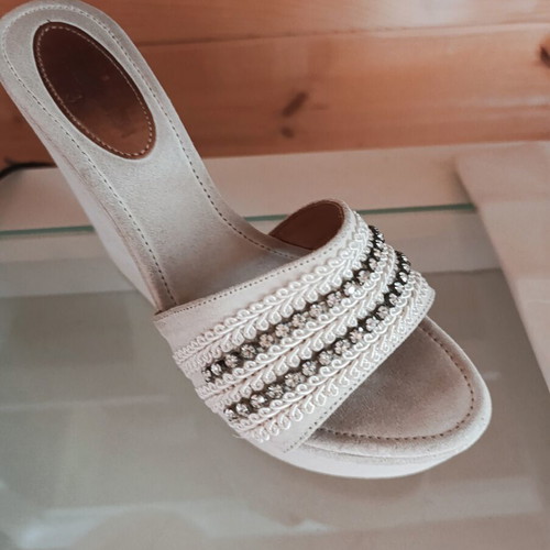 White wedge sandals size 39 new