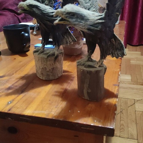 Wooden eagle souvenirs used, large pair