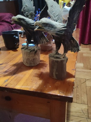 Wooden eagle souvenirs used, large pair