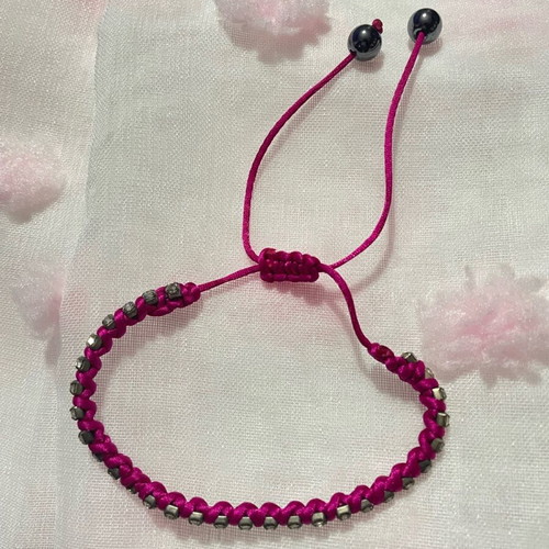 Fuchsia hand bracelet used with rhinestones and adjustable strap