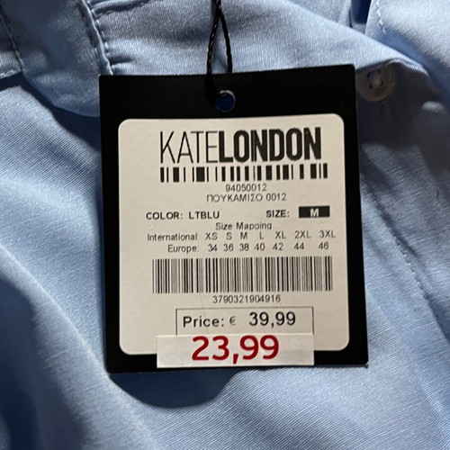 Light Blue Tie-Front Crop Shirt Kate London new, size M