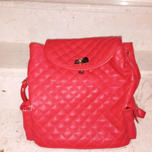 Women's backpack used red with side pockets