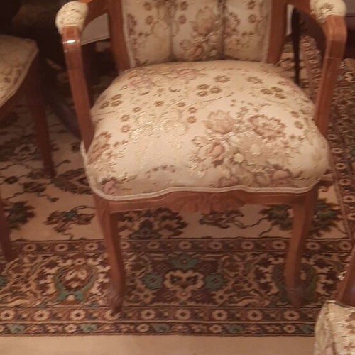 Solid wood living room set like new, Ludoviko style with sofa and tables