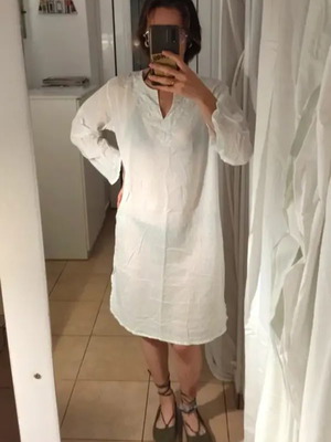White beach dress like new with embroidery and sequins