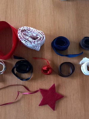 Short ribbons used, assorted colours and patterns