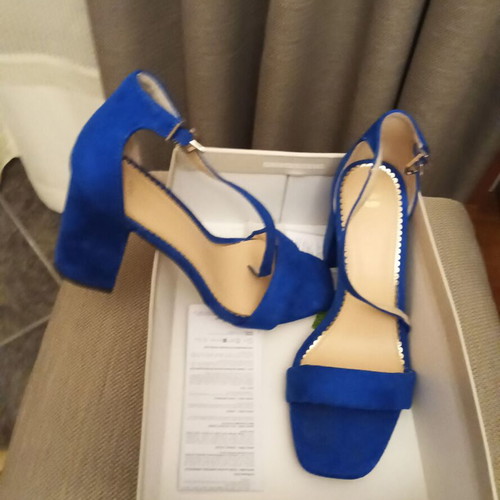 Blue sandals size 39 with 7-8 cm square heel new