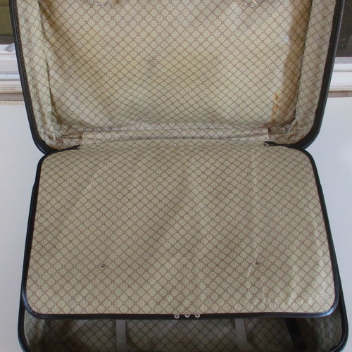 Leather travel suitcase used, 1980s, with wheels and locks