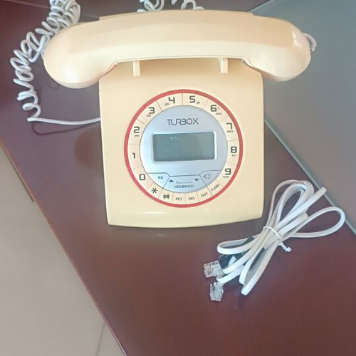Turbo X landline phone with digital display, beige